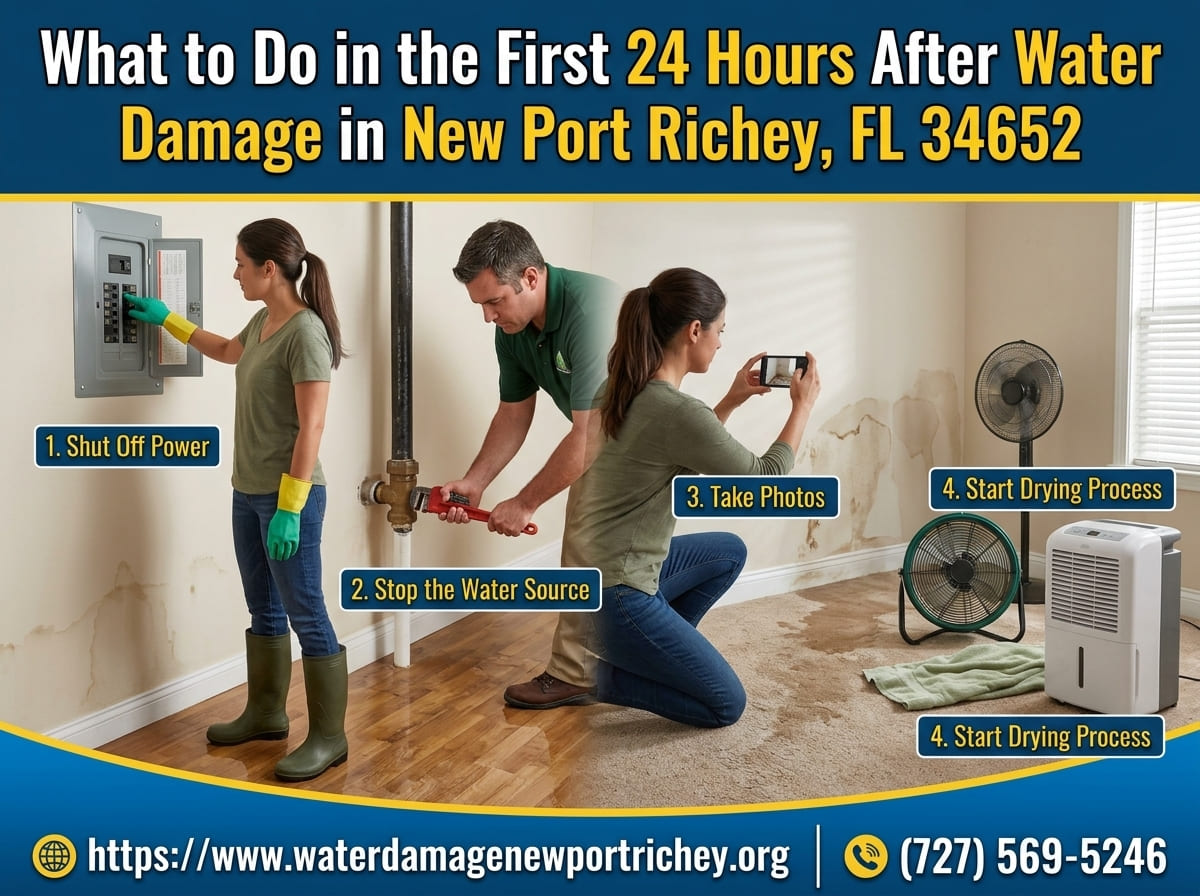 First 24 hours after water damage in New Port Richey
